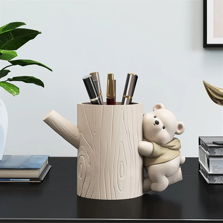 Bear And Tree Trunk Pencil Box Ornament
