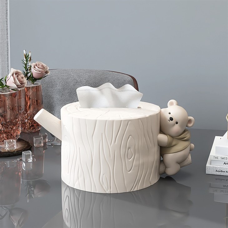 Log Bear Tissue Box